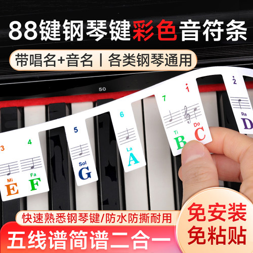 五线谱音标简谱钢琴键盘贴免粘