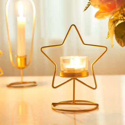 gold candlestick lamp candlelight dinner candle holder cup