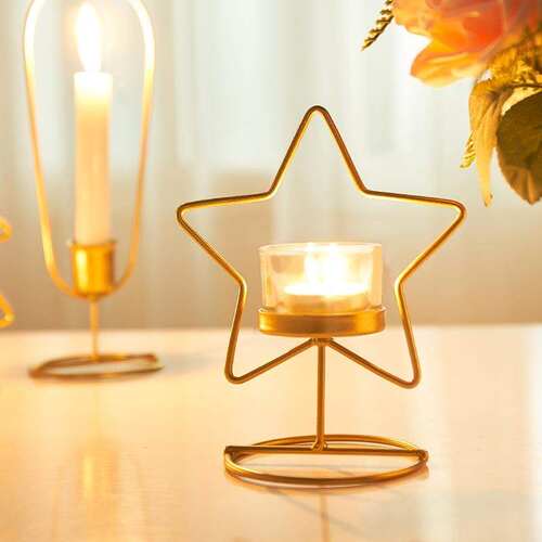 gold candlestick lamp candlelight dinner candle holder cup