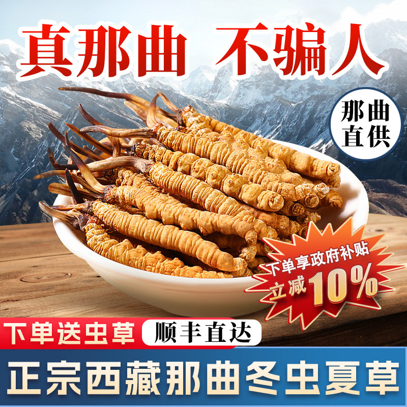 西藏那曲原产冬虫夏草头茬滋补高海拔4根/克10克装礼盒装过节送礼
