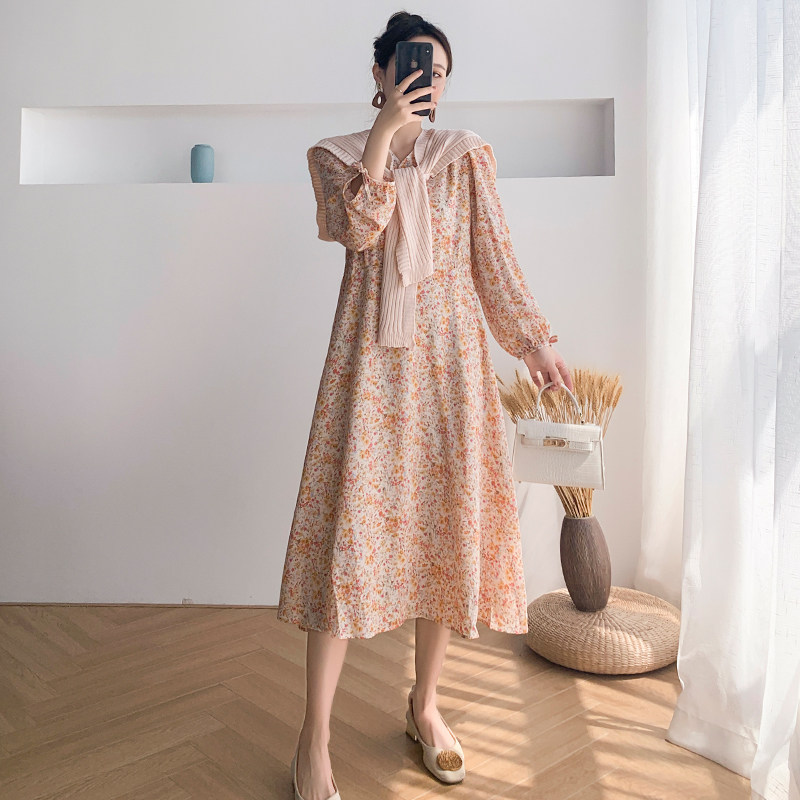新品孕妇春装长袖连衣裙2025新款时F尚春秋款网红洋气减龄外出两
