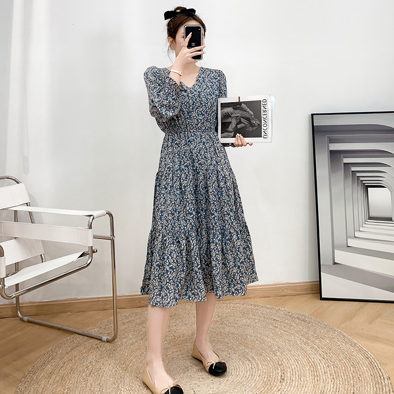 极速孕妇连衣裙春季雪纺裙中长款春天裙子网O红孕妇装秋装可哺乳