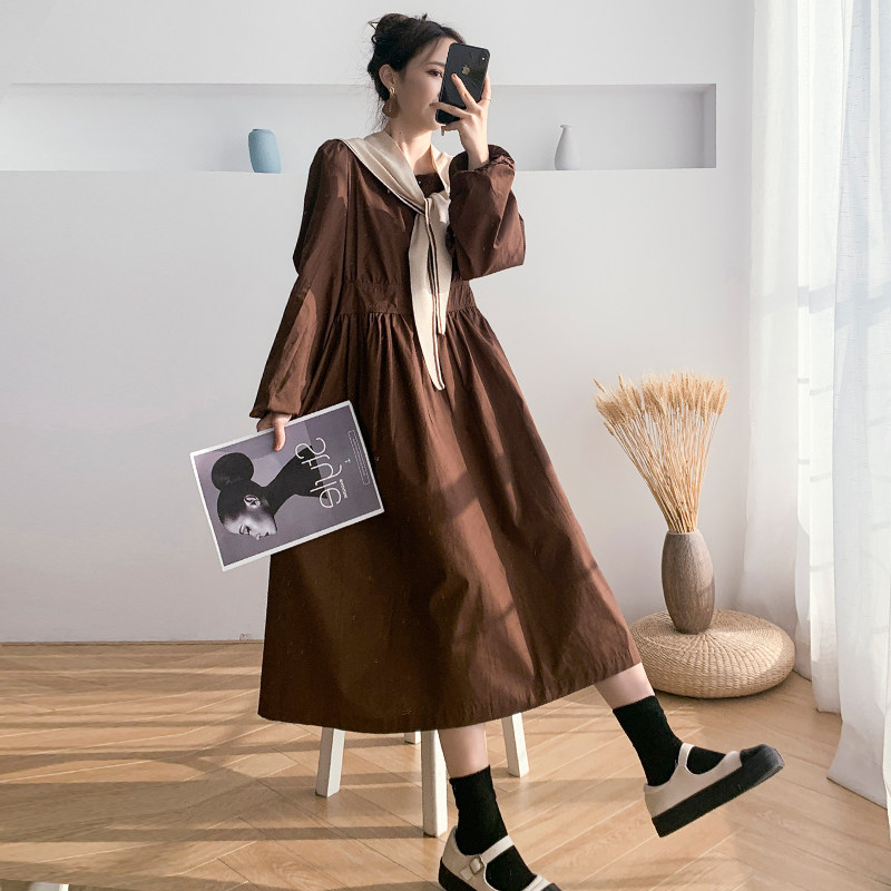 新品孕妇春装新款网红孕妇套装y辣妈长袖长裙子外出潮洋气孕妇装