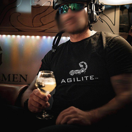 AGILITE印花修身短袖T恤男黑色