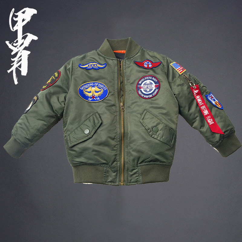 秋冬夹棉中大童加厚飞行员夹克棉服外套潮牌童装男女童