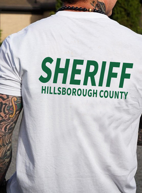 硬汉俱乐部  美国系列  SHERIFF印花短袖T恤 徽章款