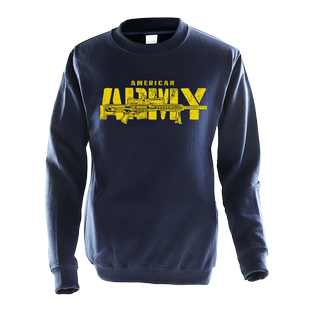 新品春秋冬ARMY枪械主题圆领卫衣加绒毛圈美式休闲卫衣军迷外套