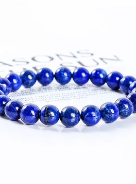 跨境热销7A天然青金石手链帝王青单圈圆珠手串简约个性男女款手饰