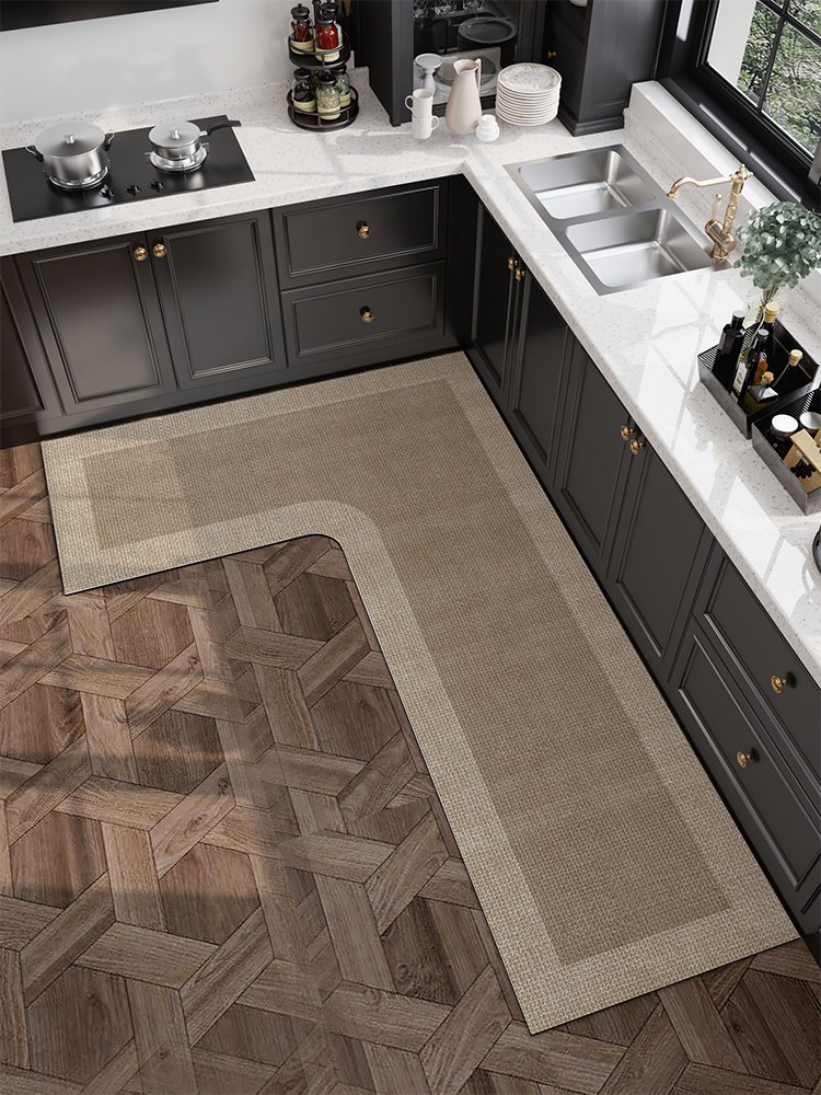 原木风厨房专用地垫吸水吸油可擦免洗家用防滑垫一体形整块地毯