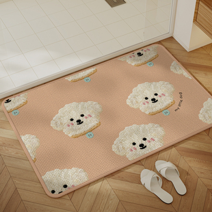 卡通仿亚麻浴室地垫吸水家用厕所垫子卫生洗手间门口防滑脚垫地毯