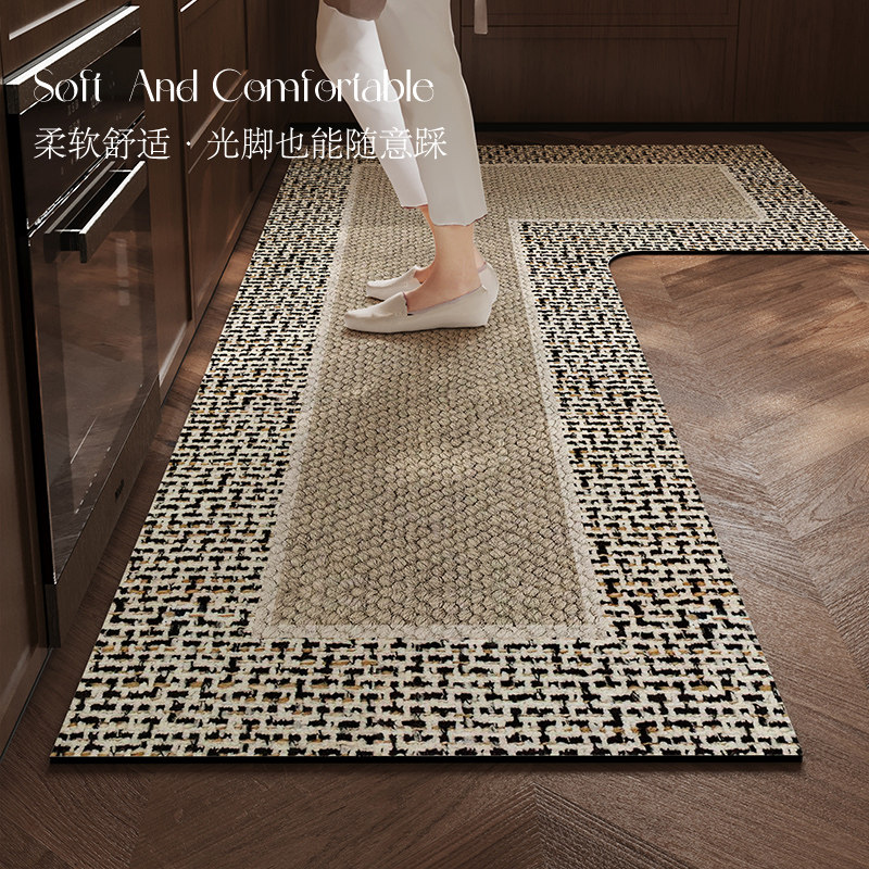 中古风高级厨房地垫吸水防油防滑防摔家用脚垫子可擦免洗L形地毯,居家布艺,厨房地垫,淘宝优惠券,粉丝福利购,淘宝优惠卷