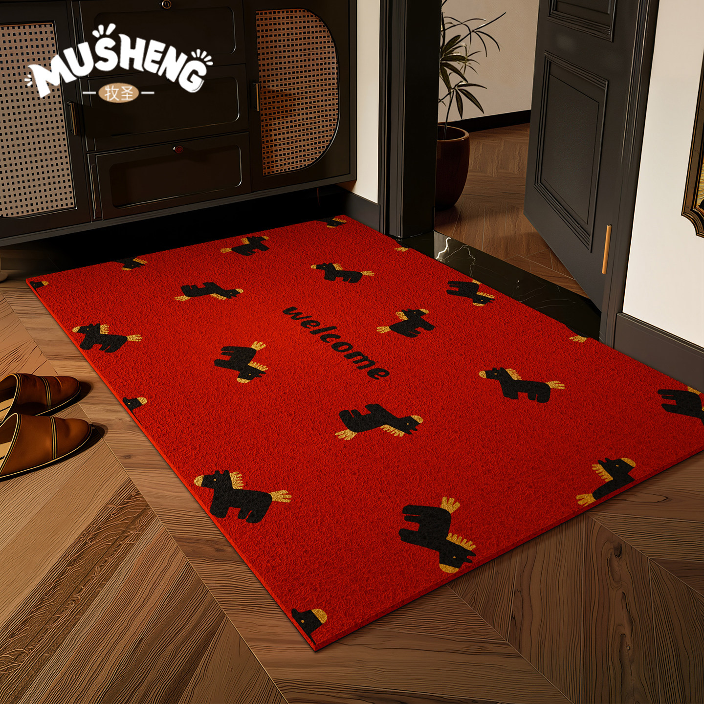 2026新款喜庆防滑pvc脚垫马年红色丝圈入户门地垫玄关大门口地毯,居家布艺,入户地垫,淘宝优惠券,粉丝福利购,淘宝优惠卷