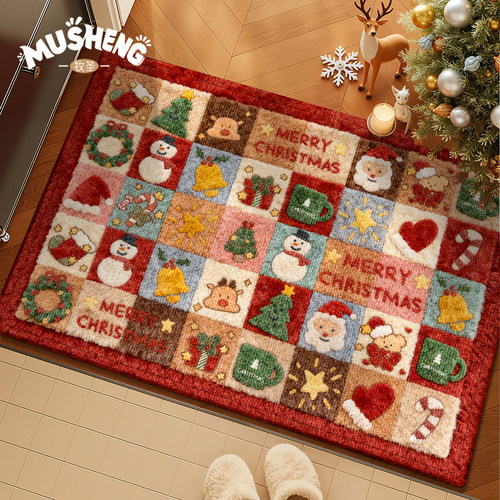 圣诞氛围高级感入户门地垫新款