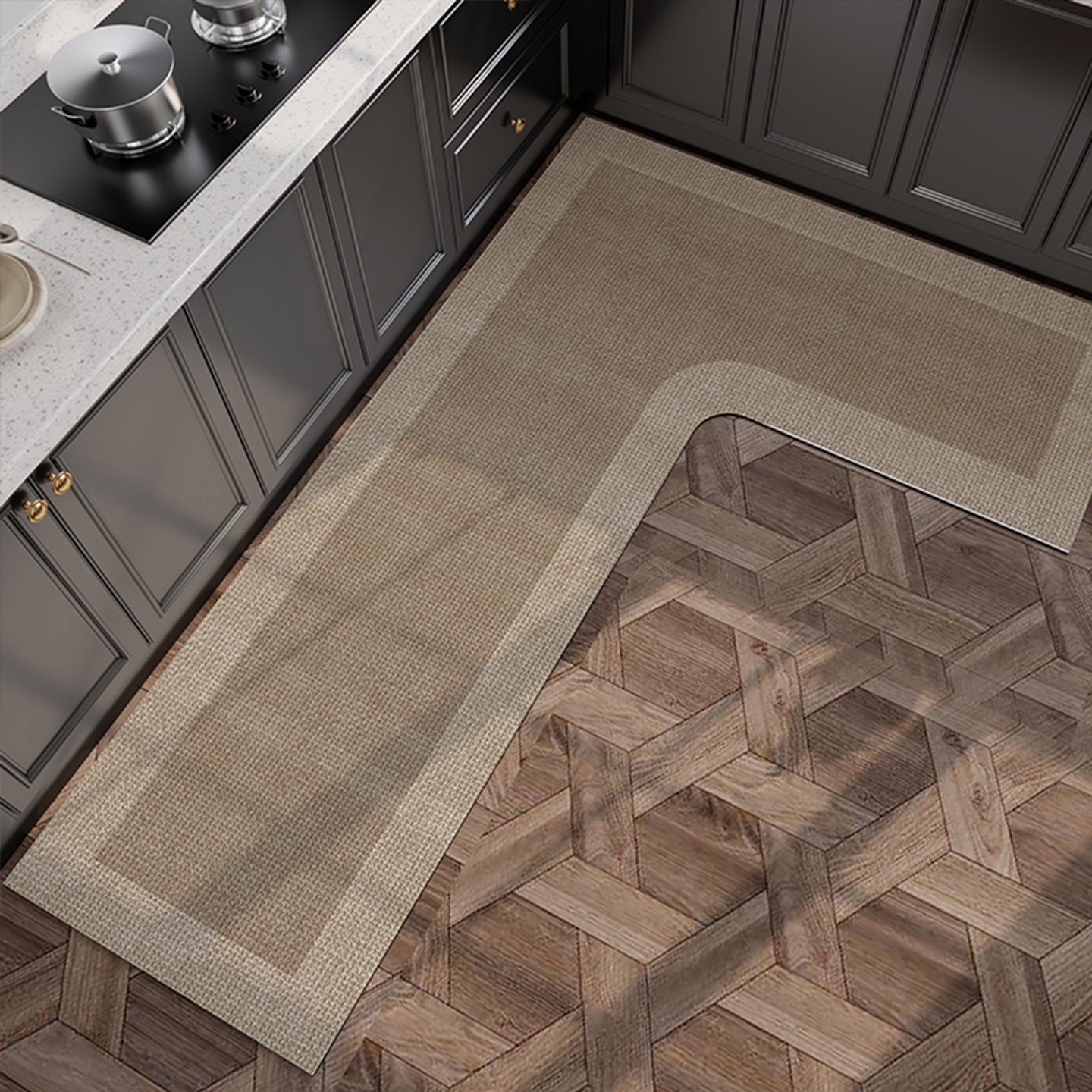 原木风厨房专用地垫吸水吸油