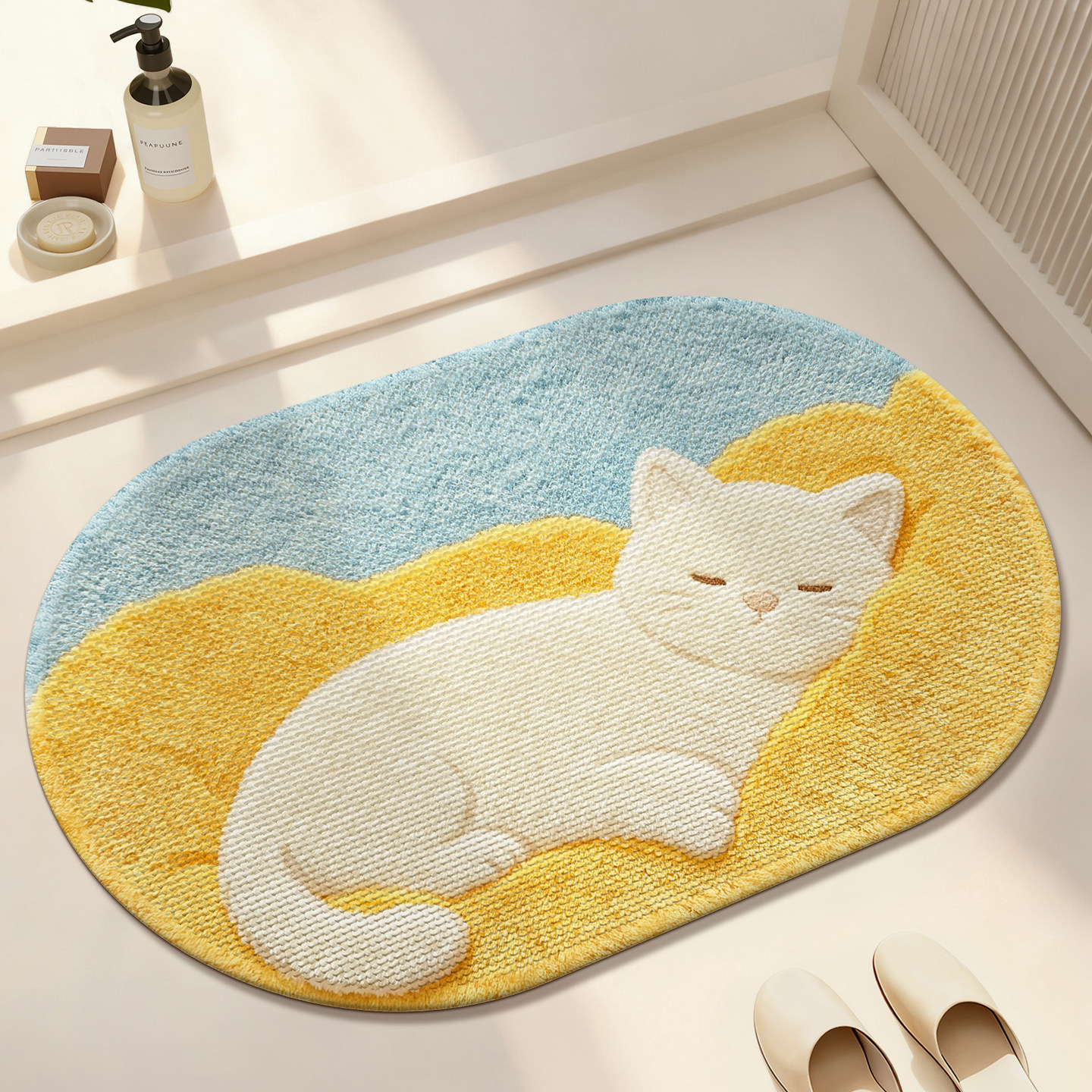 小猫浴室地垫吸水速干防滑脚垫图片