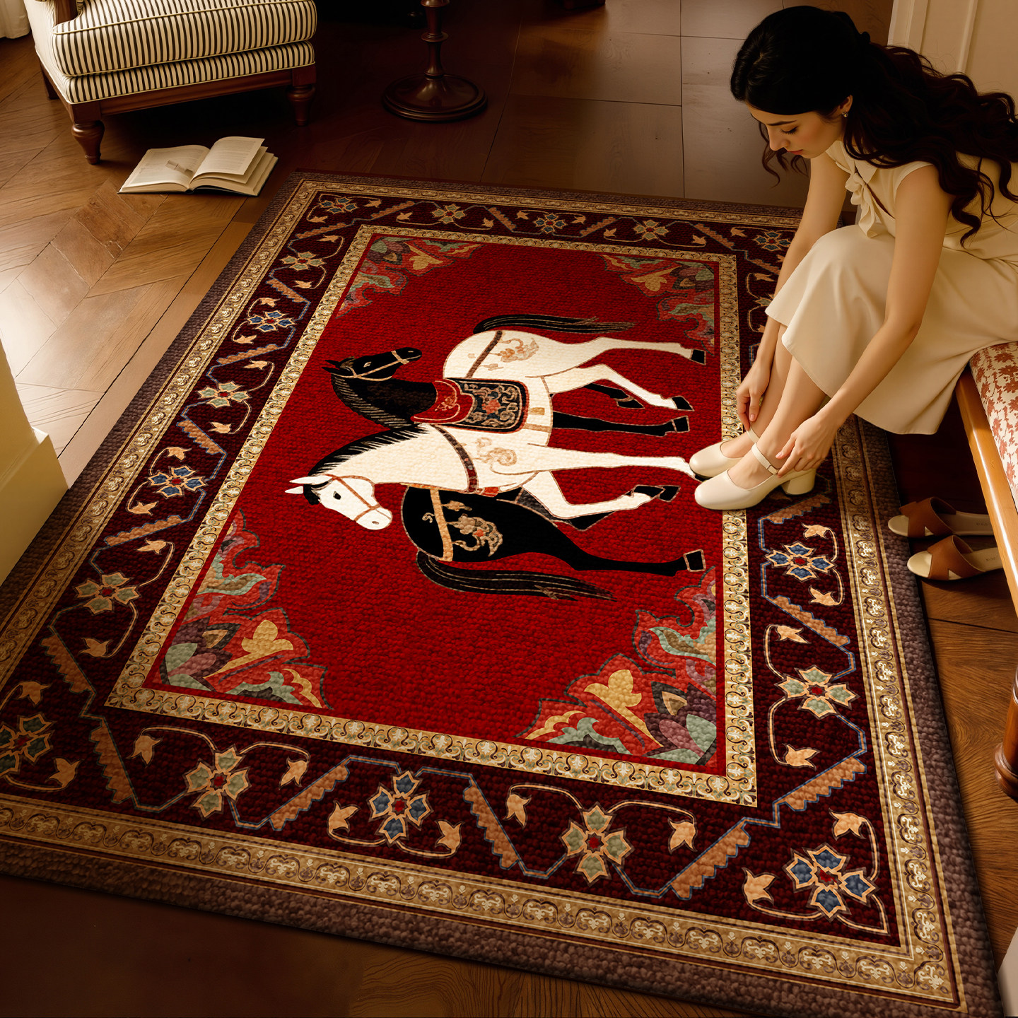 民族风入户门地垫家用2026新款马年玄关防滑脚垫耐磨进门垫可裁剪,居家布艺,入户地垫,淘宝优惠券,粉丝福利购,淘宝优惠卷