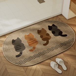 仿亚麻浴室地垫卫生间门口防滑垫子脚垫洗手间进门垫可定制地毯