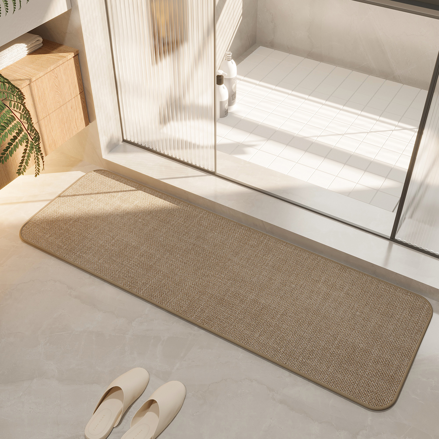 浴室地垫亚麻编织防滑卫生间门口