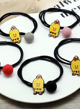 韩国抖音个性同款发圈呆萌可爱卡通黄色小鸭子发绳皮筋简约发饰女