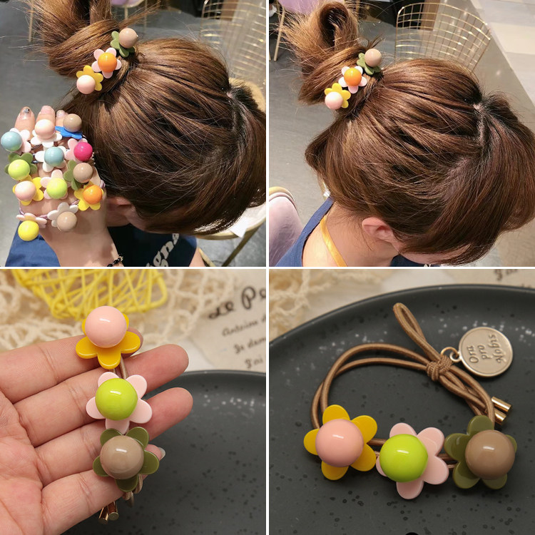 韩国糖果色彩色花朵头绳女网红ins泫雅发绳可爱甜美皮筋发圈头饰