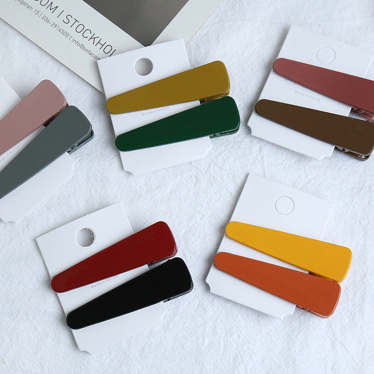 韩国彩色马卡龙发夹边夹糖果色优雅古风刘海夹子简约百搭少女头饰