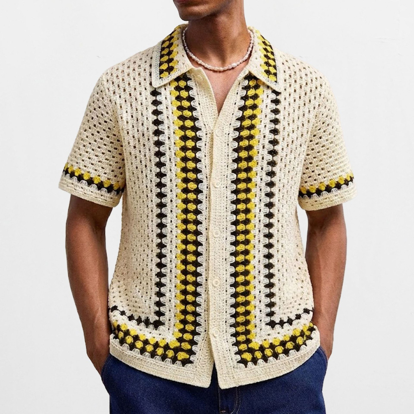 2026夏美式休闲条纹拼色针织上衣男镂空透视短袖Polo衫Men shirts,男装,Polo衫,淘宝优惠券,粉丝福利购,淘宝优惠卷