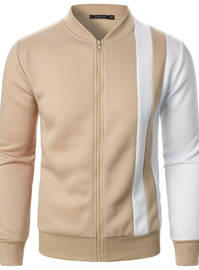 2026春秋新款立领拼色外套男大码棒球领运动休闲卫衣Men's jacket