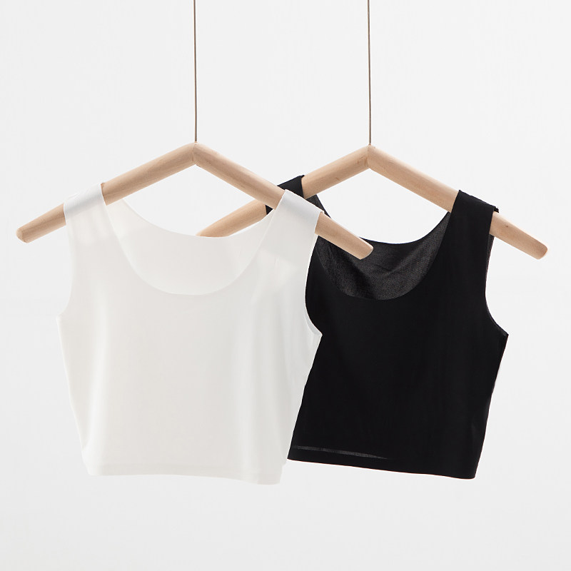 一片式冰丝无痕宽肩背心女超薄款防走光抹胸内衣吊带肉色打底夏季