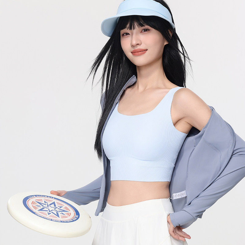 运动美背背心女带胸垫夏季内搭薄款透气无痕健身瑜伽吊带打底内衣