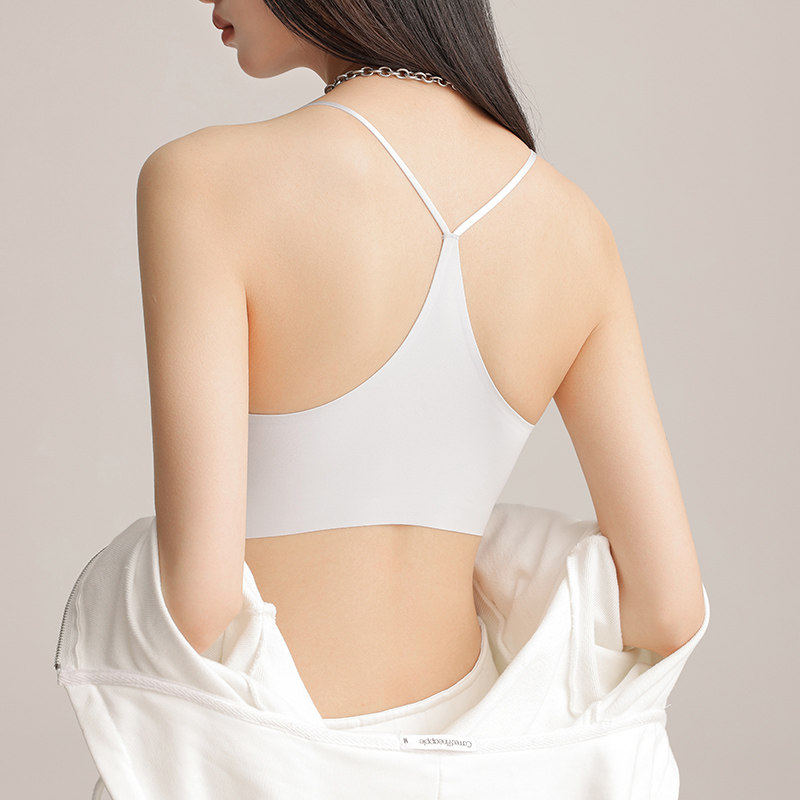美背冰丝吊带女士带胸垫一体式内衣夏季薄款内搭外穿无痕打底背心