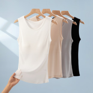桑蚕丝吊带背心女士带胸垫一体式免穿文胸内搭打底内衣上衣薄款夏