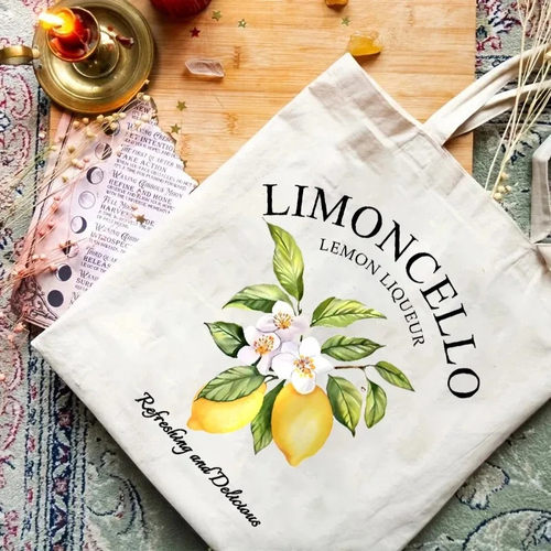 Limon Canvas Bag 个性柠檬水果印花单肩帆布包女户外便携托特包