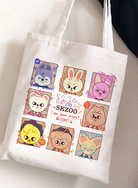 Stray Kids Skzoo周边卡通印花帆布包单肩手提袋学生时尚装书定制