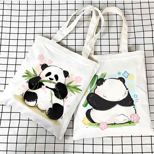 熊猫花花周边帆布包定制成都纪念品上班单肩包学生补习拎书手提袋