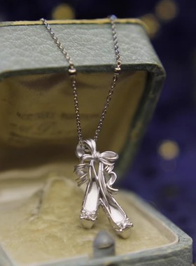 【芭蕾绮梦】立体芭蕾舞鞋蝴蝶结项链复古优雅锁骨链舞蹈生礼物女