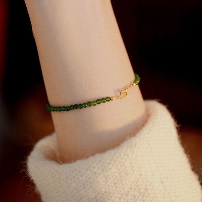 新中式迷你仿绿玉髓手链4mm小珠子细款轻奢高级感手链小众设计女