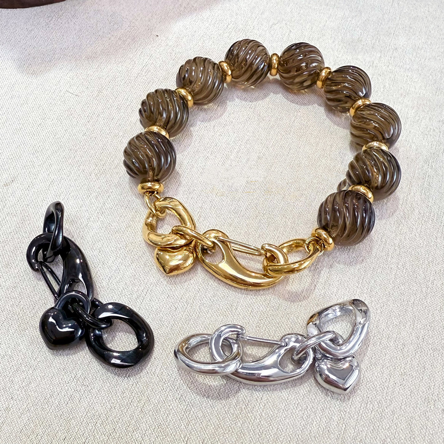 镀18K色银色手链扣子套装仿水晶串珠diy配件连接扣百搭万用能配饰