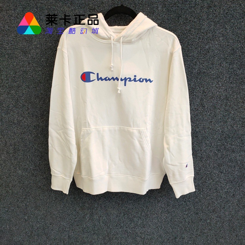 莱卡正品 Champion/冠军 男女纯色LOGO 刺绣连帽长袖运动休闲卫衣