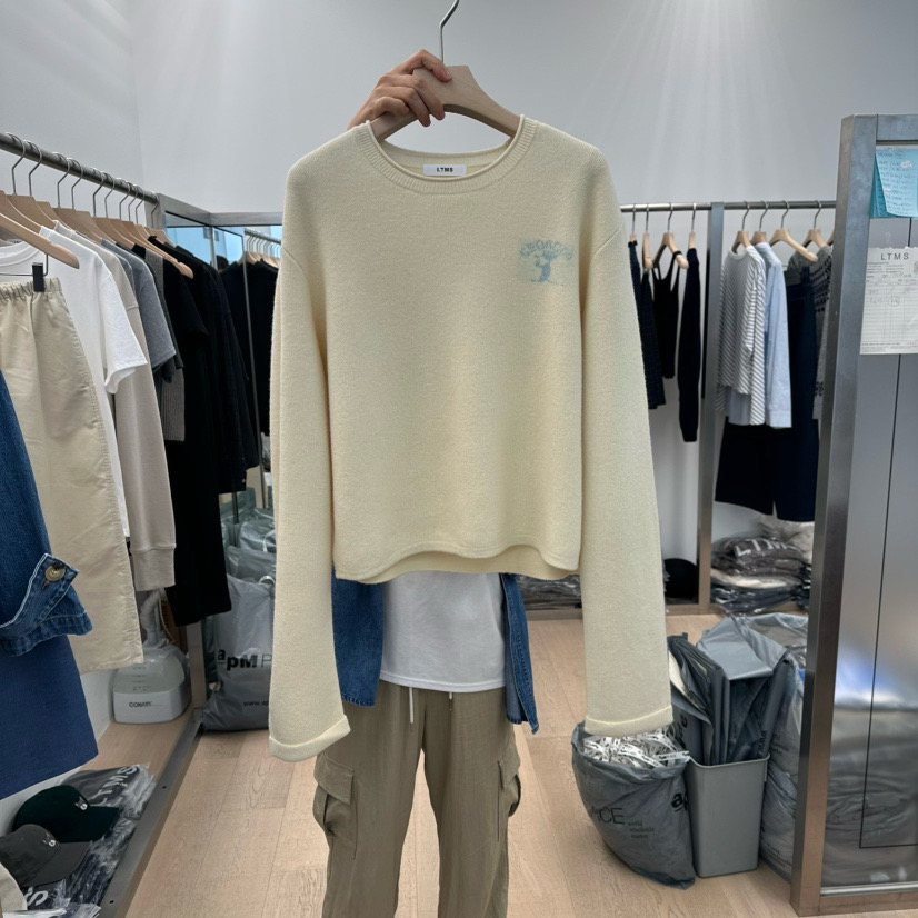 LTMS 韩国直邮东大门正品代购2025秋冬圆领长袖针织衫纯羊毛女