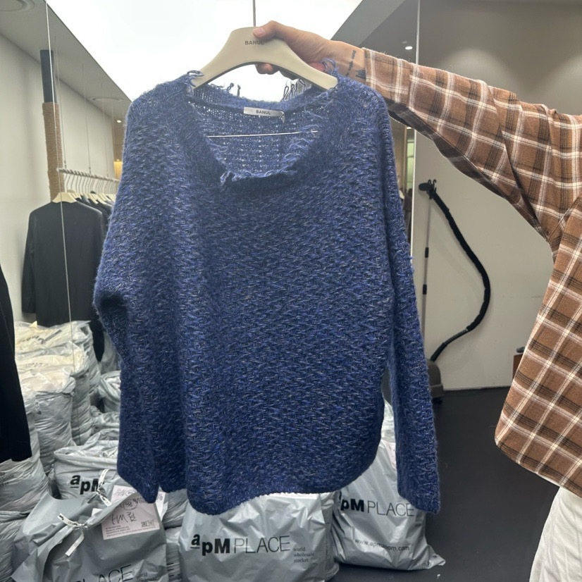 BANUL 韩国直邮东大门正品代购2025秋冬新款圆领套头针织衫毛衣女