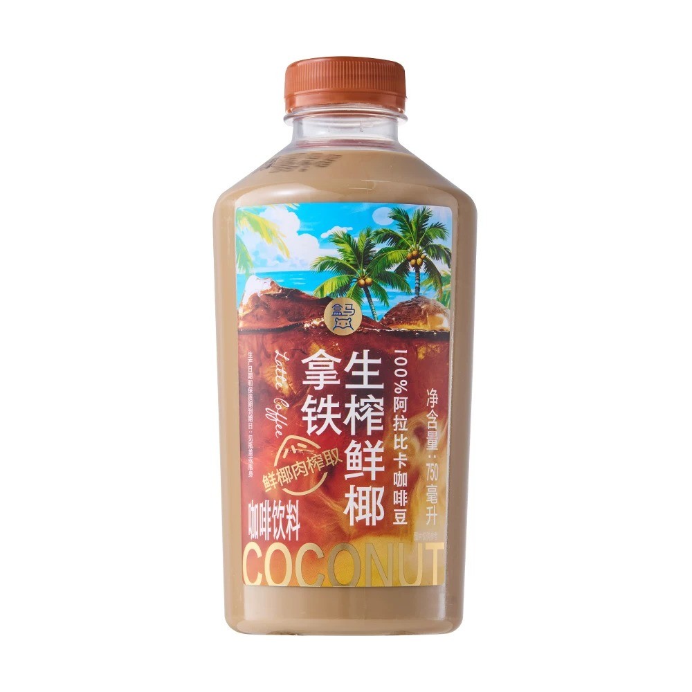盒马代购生榨鲜椰拿铁750ml瓶装鲜椰肉榨取100%阿拉比卡咖啡饮料图片