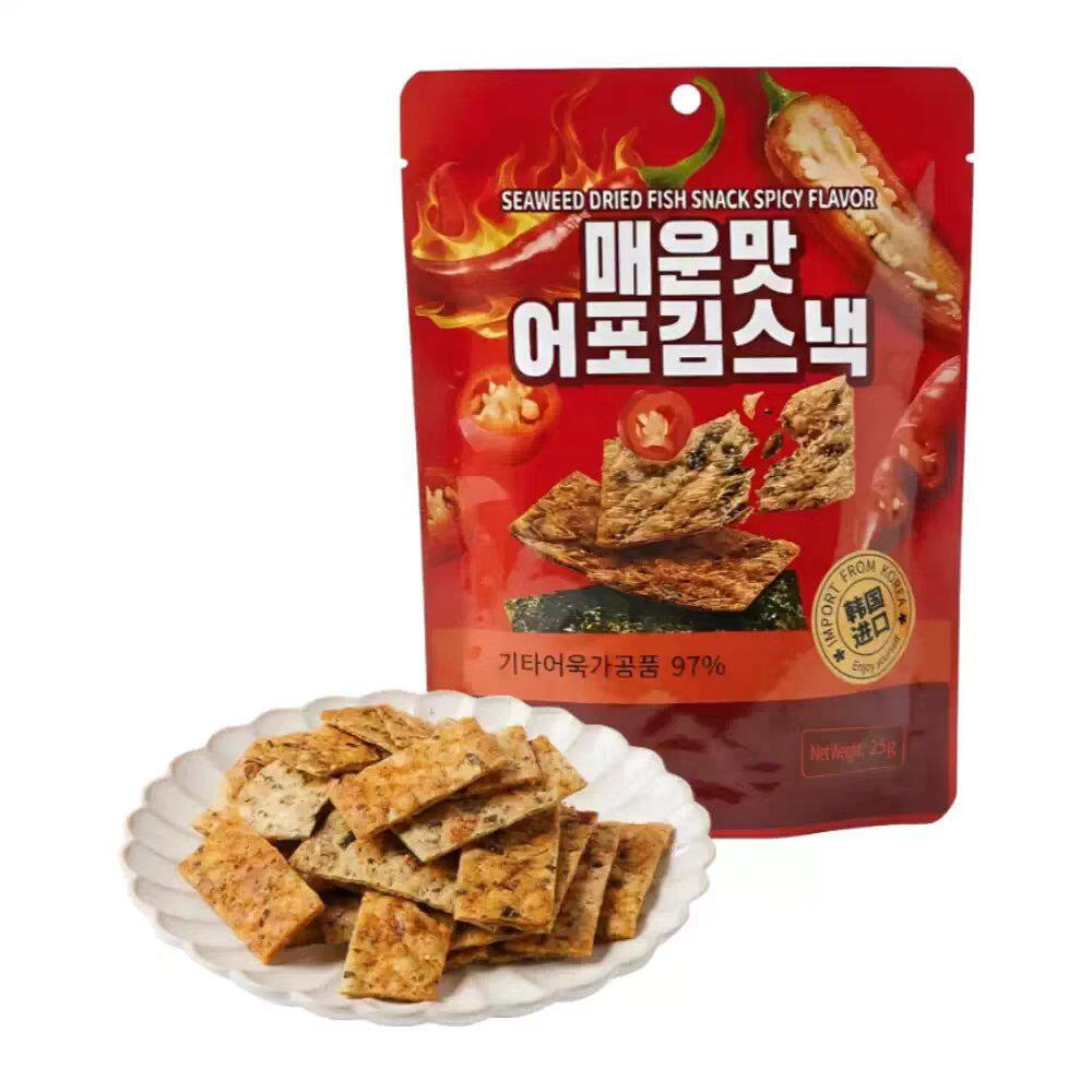 代购K-CHOICE香辣味海苔鱼脯脆25g韩国进口海苔醇香经典香辣零食