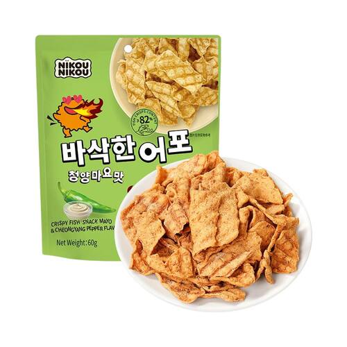 代购NIKOUNIKOU青阳辣椒蛋黄酱味鱼脆片60g韩国进口 鲜甜微辣