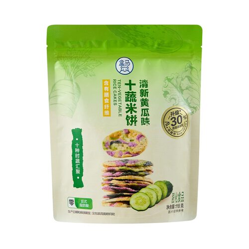 盒马代购十蔬米饼清新黄瓜味118g非油炸片片轻薄鲜香好味休闲零食