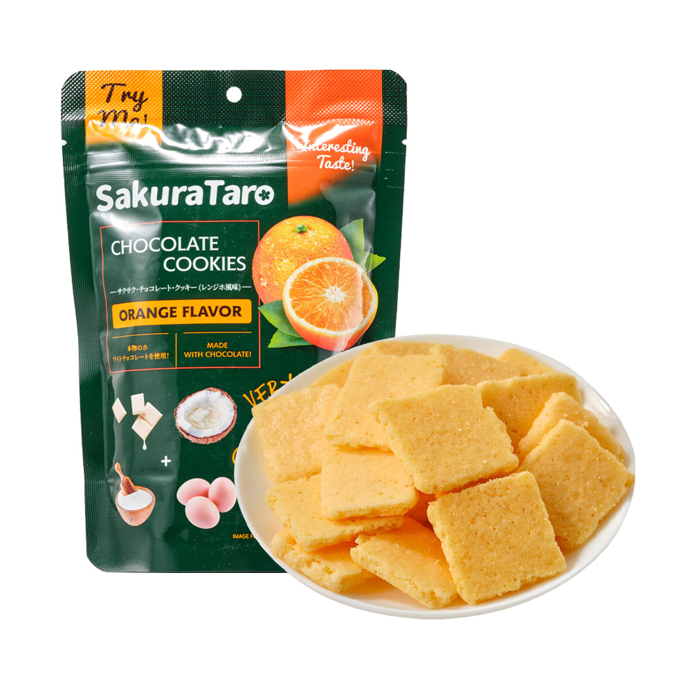 盒马代购SAKURA TARO/樱太郎香橙味巧克力脆片(饼干)50g泰国进口