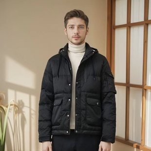 商务羽绒服 白Y绒男 黑色多口袋 全码 D712