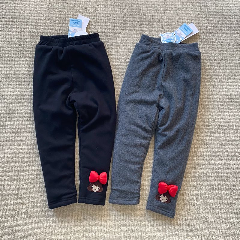 100-140码 秋冬女儿儿童丝棉加厚保暖修身夹棉打底裤长裤子