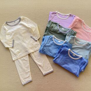薄款~90-150码 外贸春夏款男女儿童柔软舒适纯棉内衣家居服套装