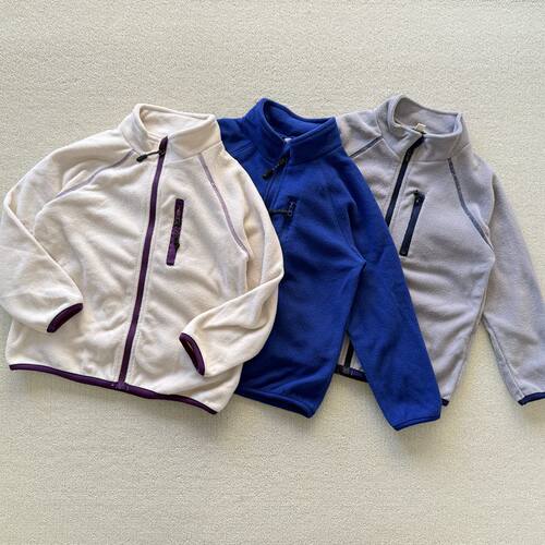 110-160码 外贸秋冬款男童儿童摇粒绒立领拉链外套卫衣绒衫