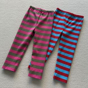 100-130码 外贸春秋款女童儿童条纹螺纹棉打底裤长裤子